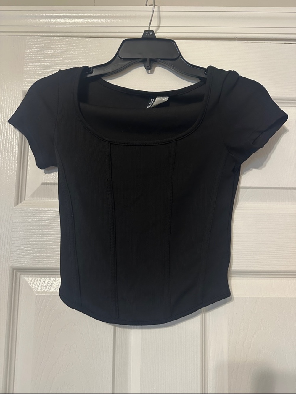 Divided Black Scoop Neck Fitted Short Sleeve Top
